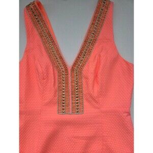 Lilly Pulitzer Eliot Beaded Neckline Shift Dress in Papaya Coral Dress Size 8